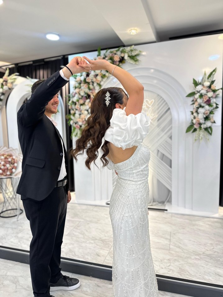 Beyaz Gelinlik Nişanlık Beyaz Elbise Abiye - Görsel 4