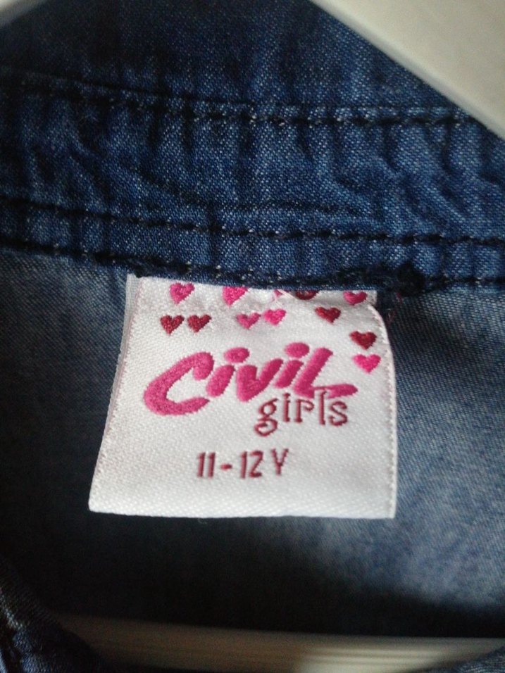 Kız Çocuk Mavi Denim Düğmeli Elbise - Görsel 4