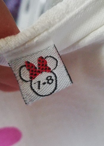 Beyaz Minnie Mouse Baskılı Kız Elbisesi - Görsel 2