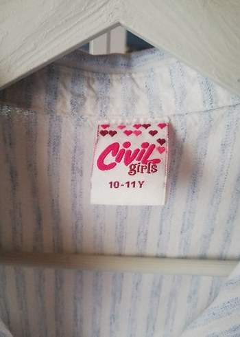 Kolsuz Çizgili Keten Gömlek Elbise - Görsel 3