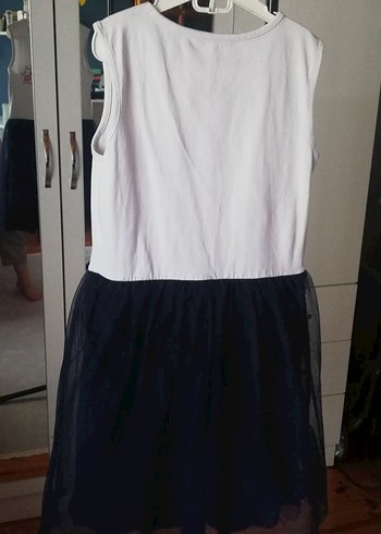 Kız Çocuk Beyaz Baskılı Kolsuz Elbise - Görsel 2