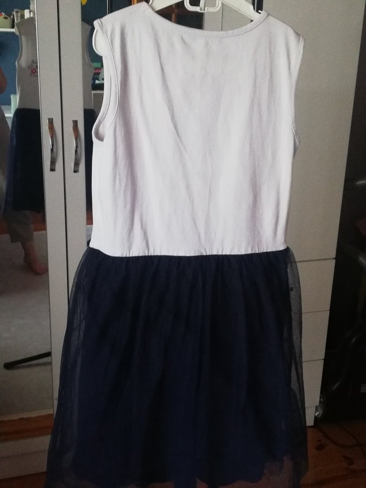 Kız Çocuk Beyaz Baskılı Kolsuz Elbise - Görsel 2