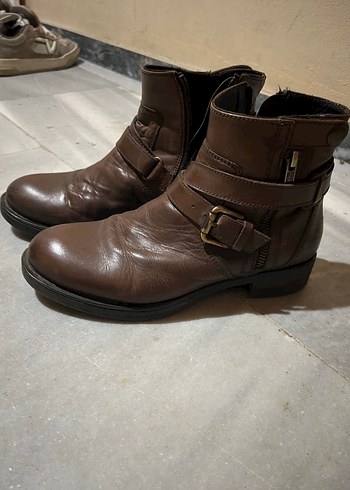 Kahverengi Deri Tokalı Biker Bot - Görsel 2