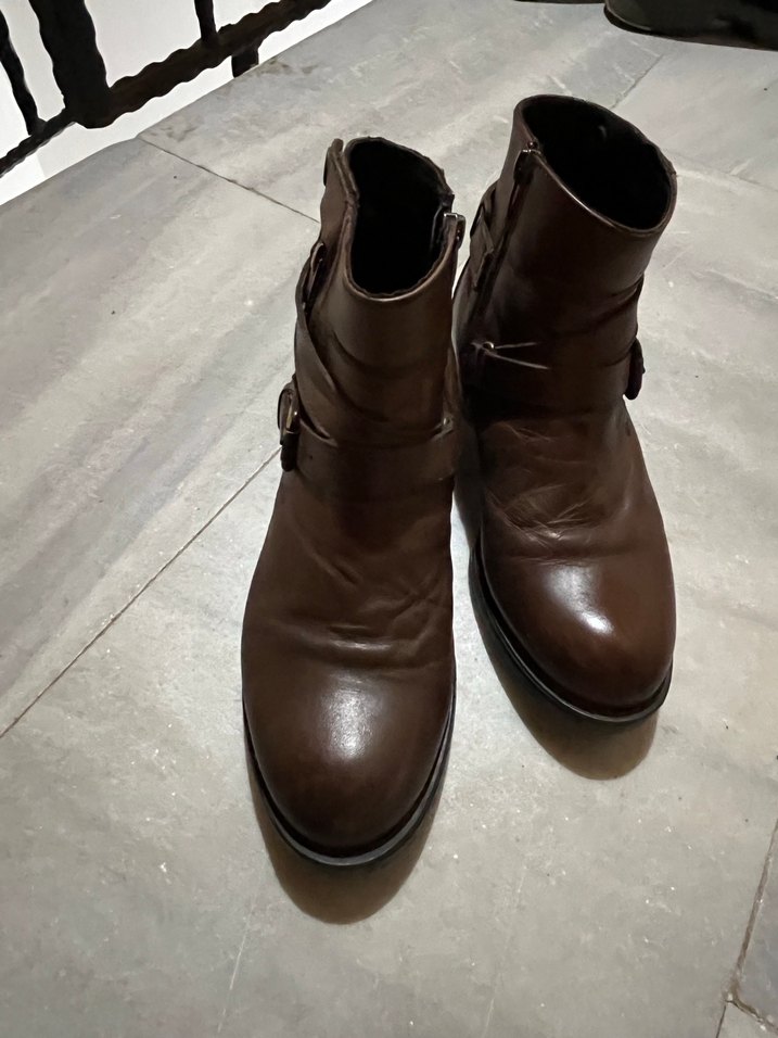 Kahverengi Deri Tokalı Biker Bot - Görsel 4