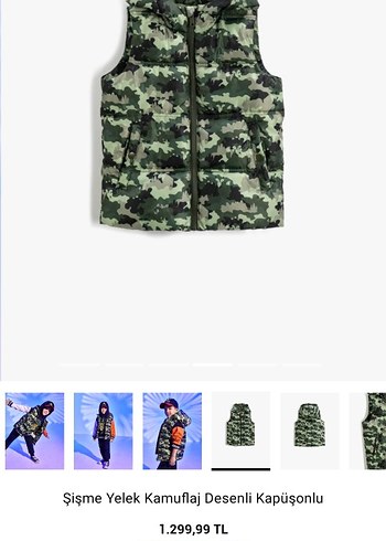 Erkek Çocuk Kamuflaj Desenli Kapüşonlu Yelek - Görsel 6
