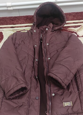 12-13 Yaş Beden bordo Renk Kız çocuk mont