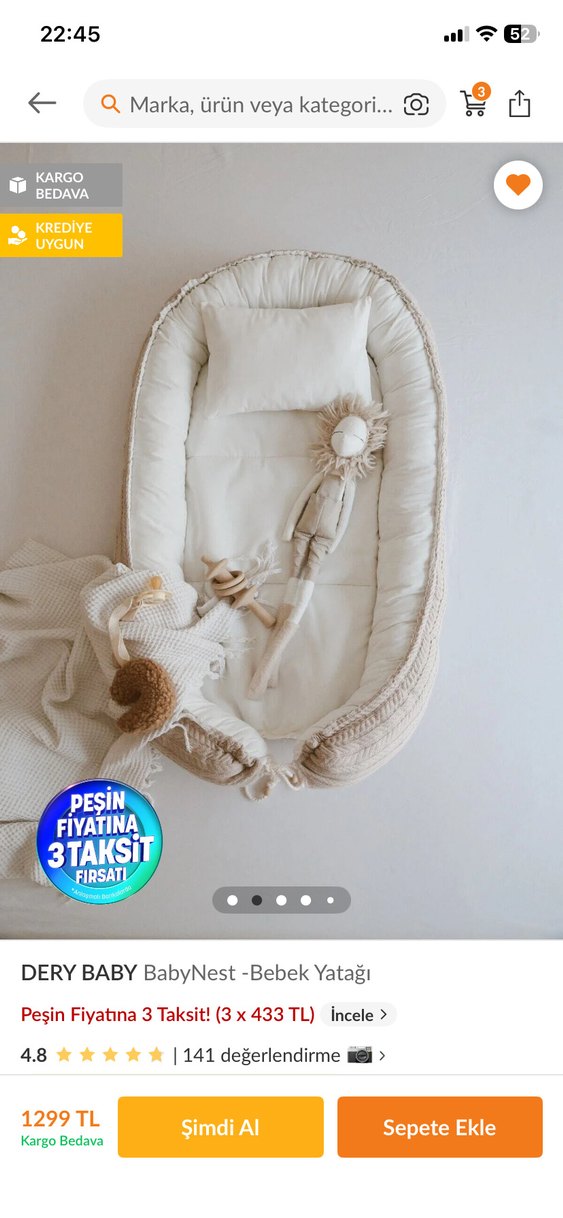 DERY BABY Beyaz Bebek Yatağı BabyNest - Görsel 2