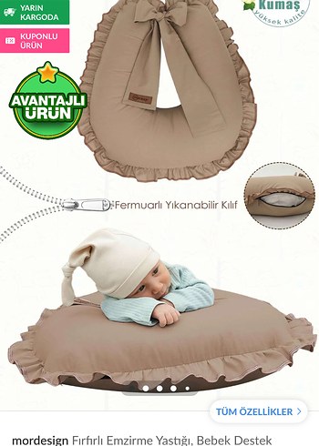 Bej Renkli Desenli Emzirme ve Hamilelik Yastığı - Görsel 2