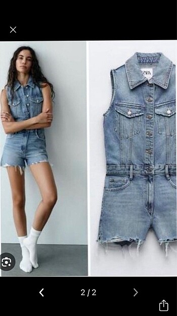 zara kadın kot şortlu tulum