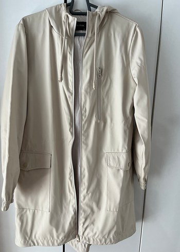 Zara Bej Kapüşonlu Regular Fit Kadın Ceket