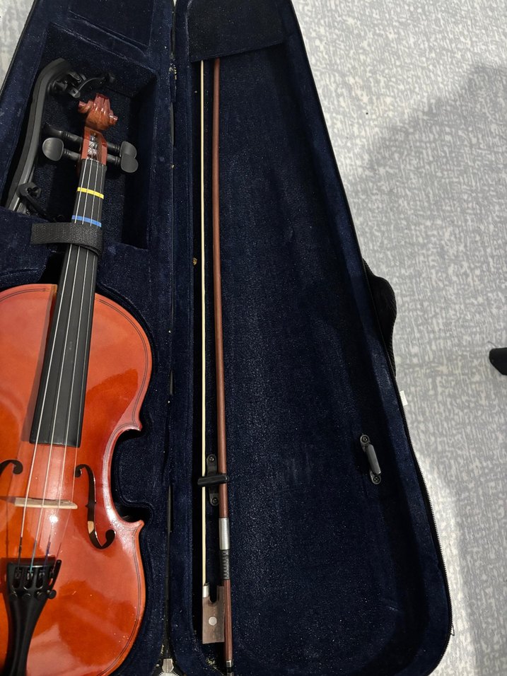 Karanlık Kahverengi Keman ve Yay Seti - Görsel 3