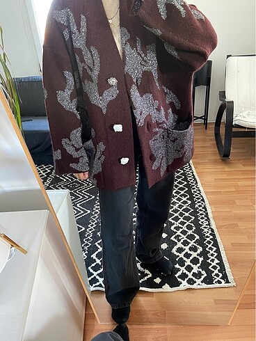 l Beden bordo Renk Zara hırka