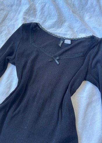 H&M Coquette Dark Gothic Dantelli Bluz Crop