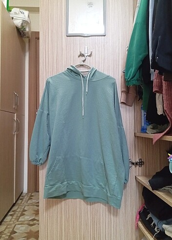 turkuaz uzun sweatshirt