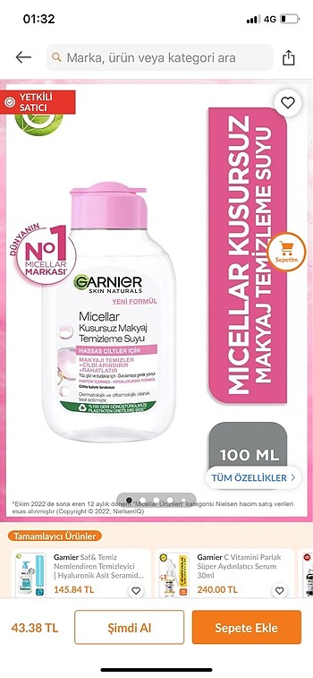 Garnier micellar makyaj temizleme suyu