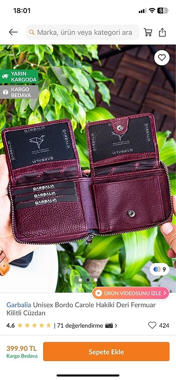 Garbalia unisex bordo cüzdan. Orijinal üründür. Temiz kullanılmı