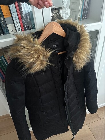 Kaz Tüyü Mavi Jeans Mont