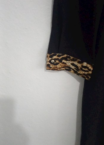 Siyah Leopar Desenli Uzun Kadın Tunik - Görsel 2