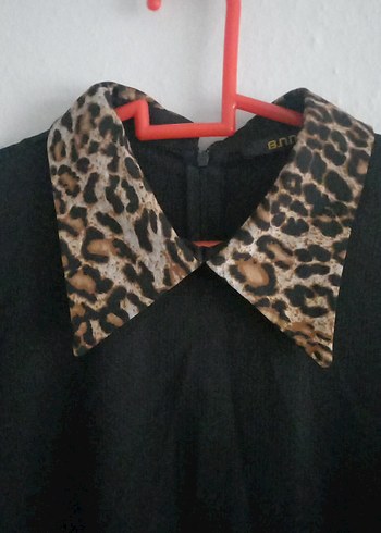 Siyah Leopar Desenli Uzun Kadın Tunik - Görsel 3