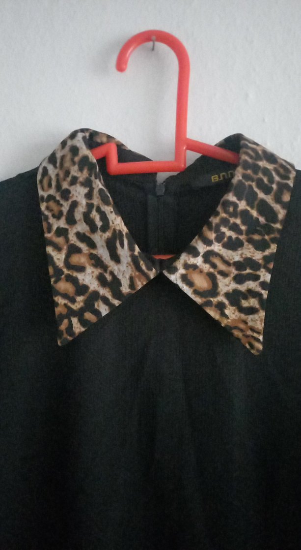 Siyah Leopar Desenli Uzun Kadın Tunik - Görsel 3