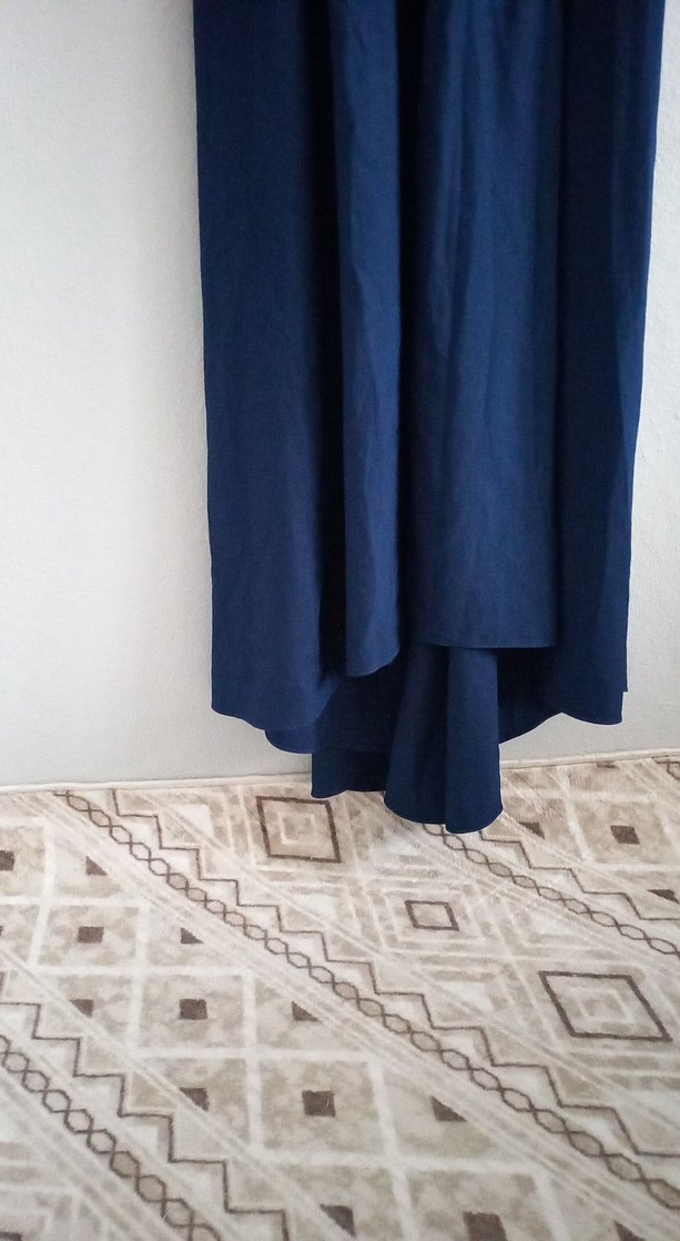 Uzun Kollu Nakışlı Mavi Uzun Elbise - Görsel 3