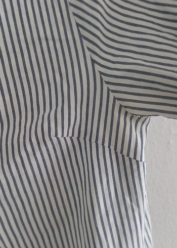 Düğmeli Çizgili Kadın Gömlek - Görsel 4