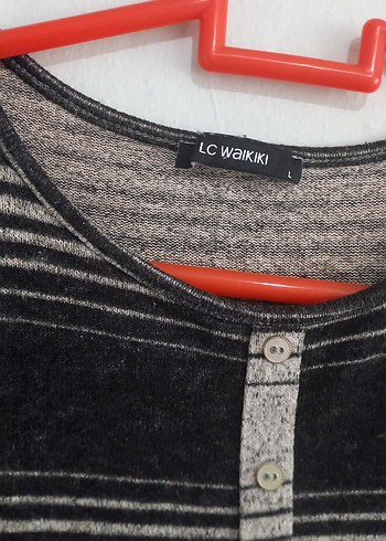 Gri Uzun Kollu Düğmeli Kadın Kazak - Görsel 2