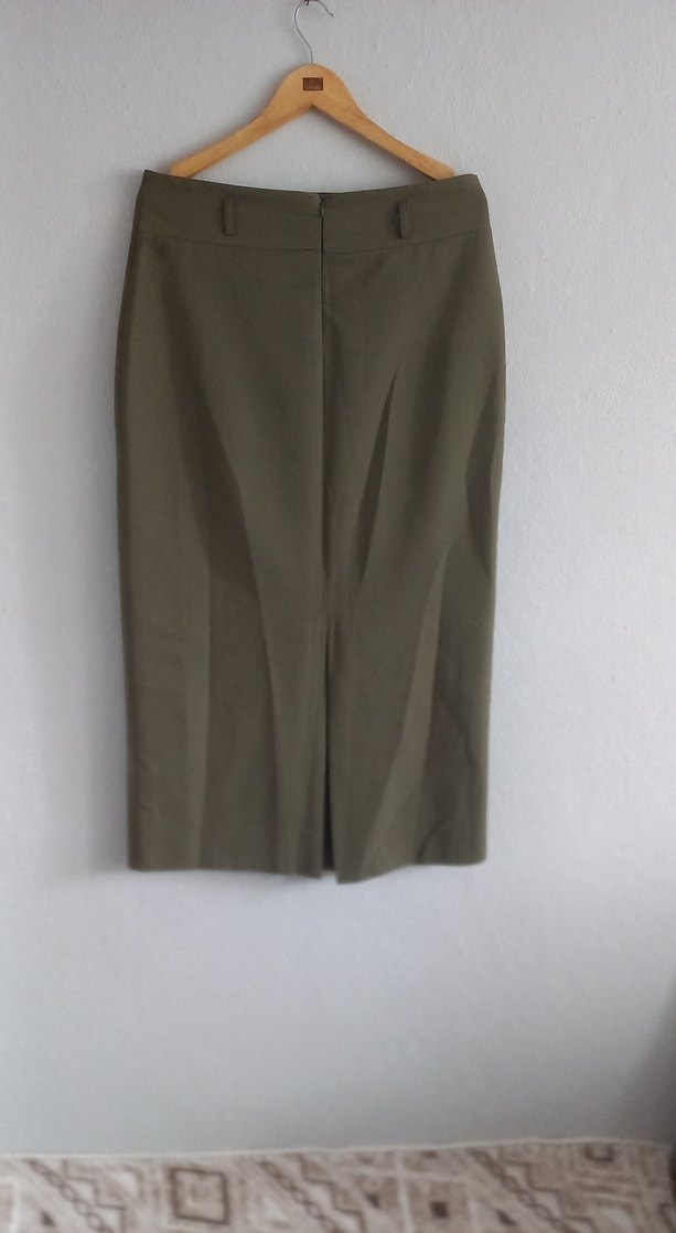 Kadın Haki Midi Kalem Etek - Görsel 3