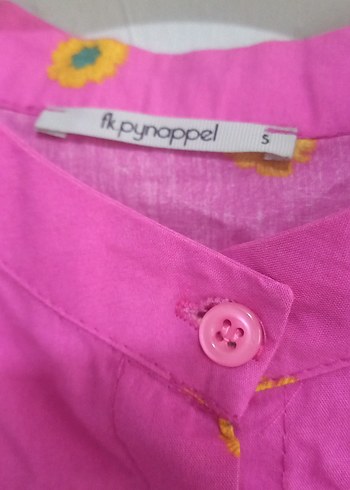 Pembe Düğmeli Uzun Bohem Elbise - Görsel 2