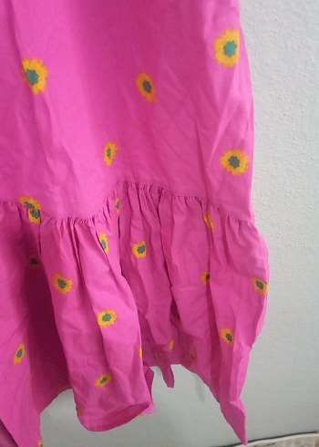 Pembe Düğmeli Uzun Bohem Elbise - Görsel 5