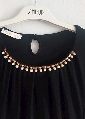 İşlemeli Uzun Siyah Kadın Elbise - Görsel 4