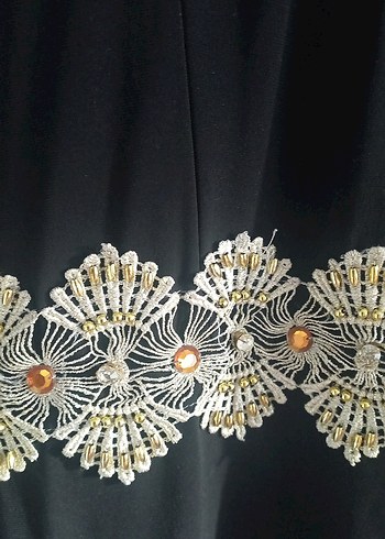 İşlemeli Uzun Siyah Kadın Elbise - Görsel 2