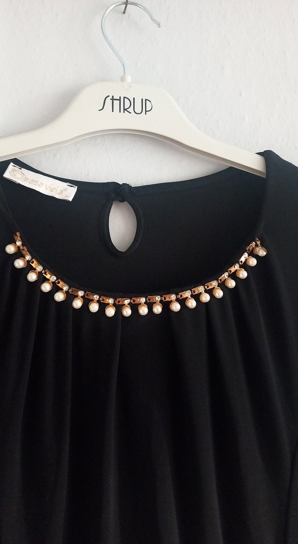 İşlemeli Uzun Siyah Kadın Elbise - Görsel 4