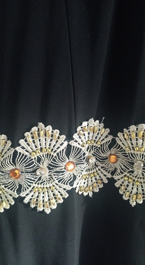 İşlemeli Uzun Siyah Kadın Elbise - Görsel 2