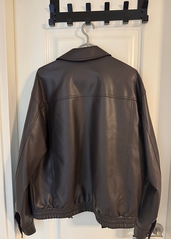 Kahverengi Deri Kadın Ceket Bel Detaylı - Görsel 4