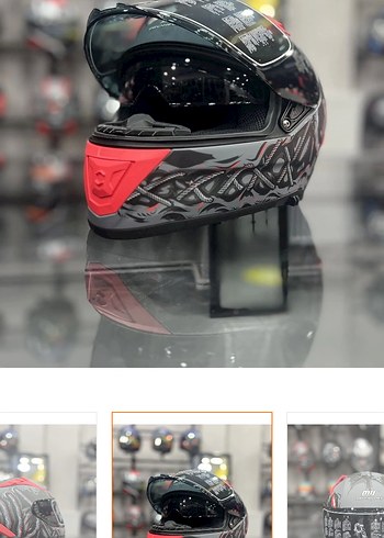 Kemerli Yılan Desenli Siyah Motosiklet Kaskı - Görsel 4