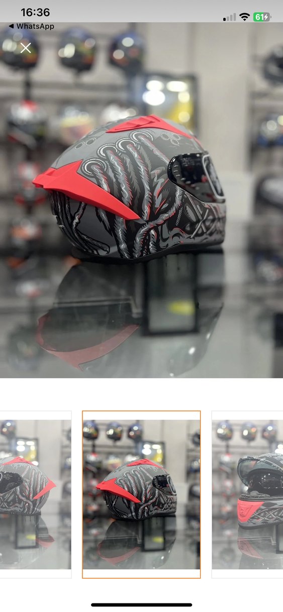 Kemerli Yılan Desenli Siyah Motosiklet Kaskı - Görsel 3