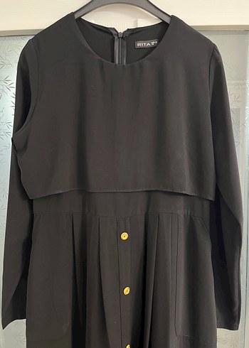 Zara Siyah Düğmeli Uzun Kollu Uzun Elbise