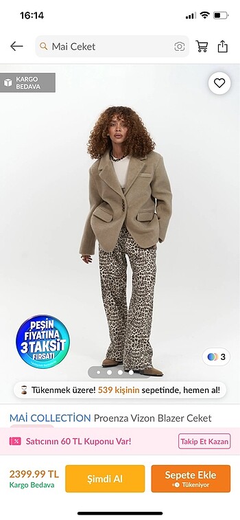 Mai vizon blazer ceket