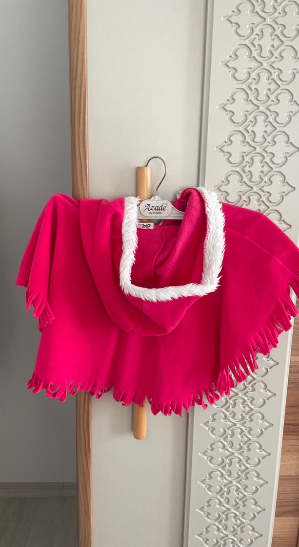 Pembe Püsküllü Nakışlı Kız Panço - Görsel 2