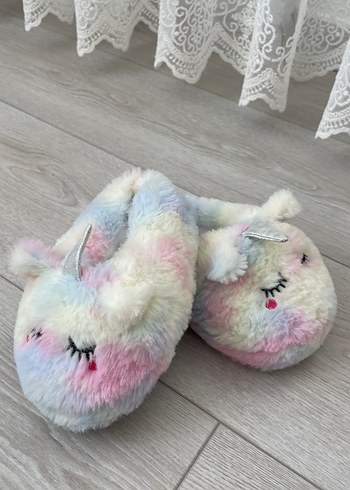 Kızlar için Peluş Unicorn Terlikler