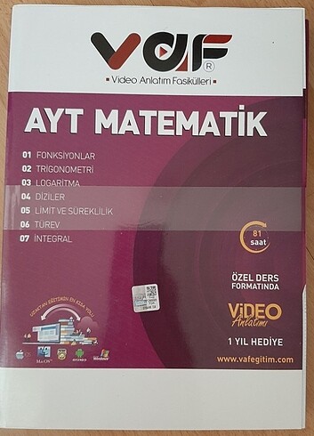 VAF Ayt Matematik Fasikülleri Çap Yayınları