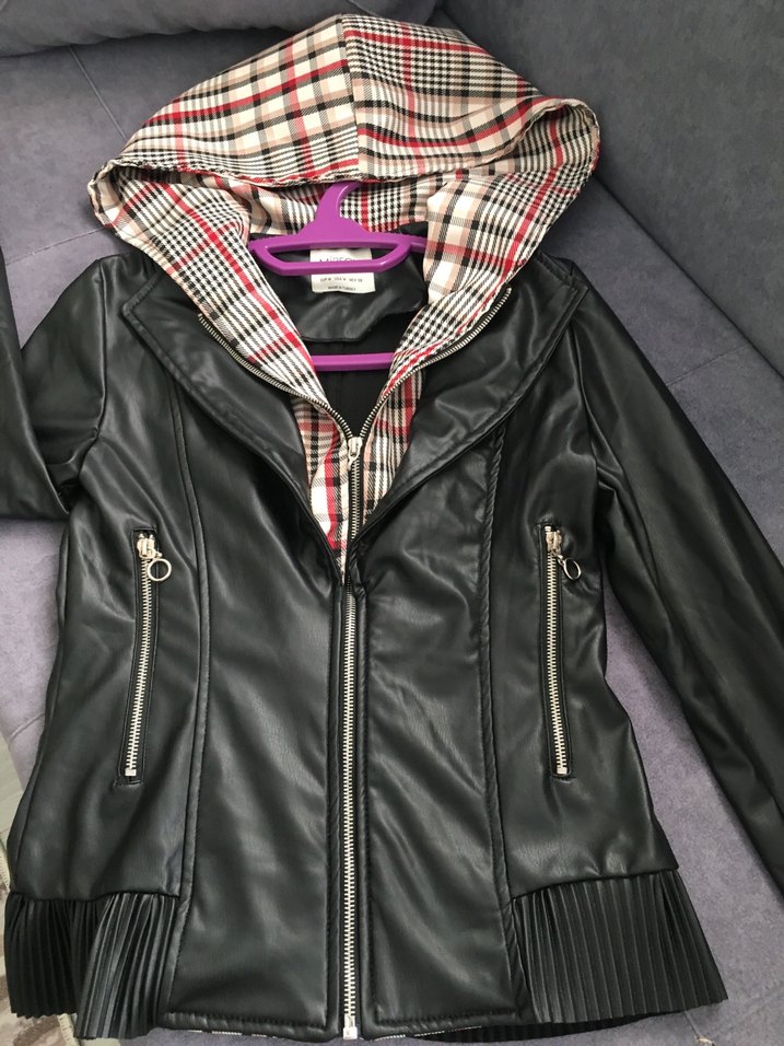 Kadın Siyah Deri Biker Ceket - Görsel 2