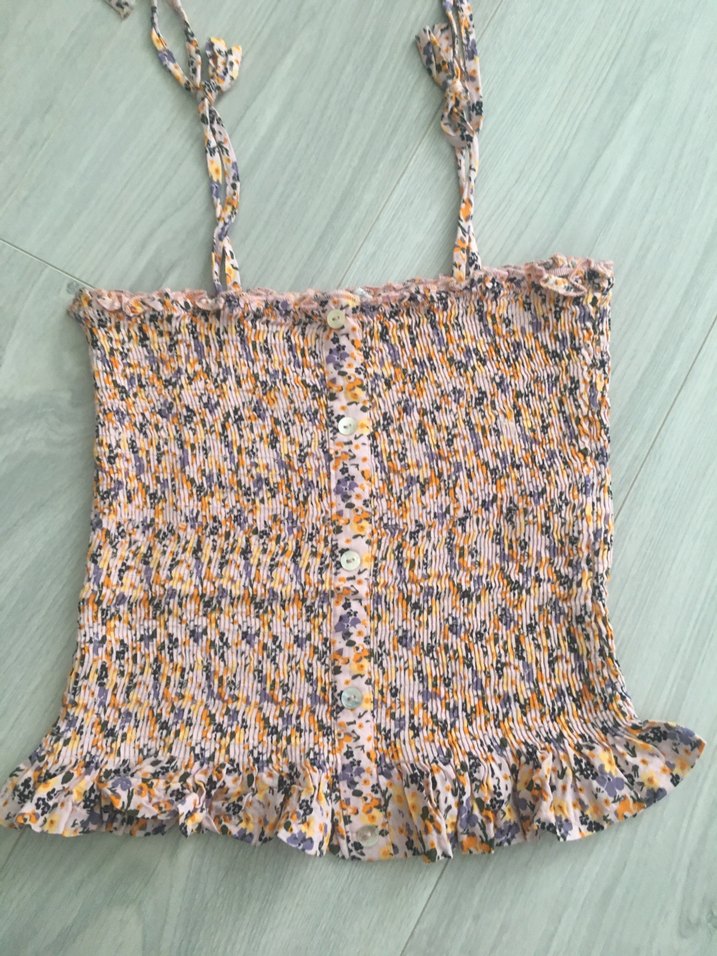 Pembe Bağcıklı Düğmeli Bohem Bluz - Görsel 3