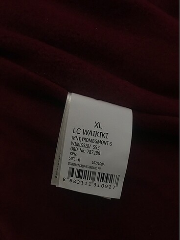 xl Beden bordo Renk Lc Waikiki Mont sıfır