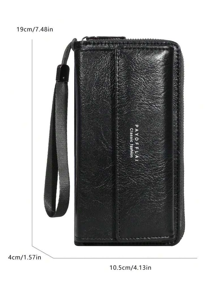 Fermuarlı Siyah Deri unisex portföy Cüzdanı - Görsel 4