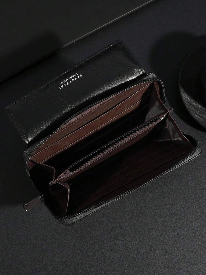 Fermuarlı Siyah Deri unisex portföy Cüzdanı - Görsel 3