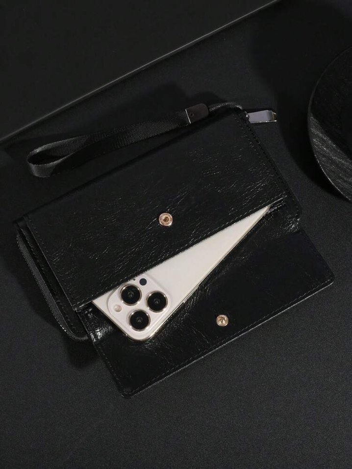 Fermuarlı Siyah Deri unisex portföy Cüzdanı - Görsel 2