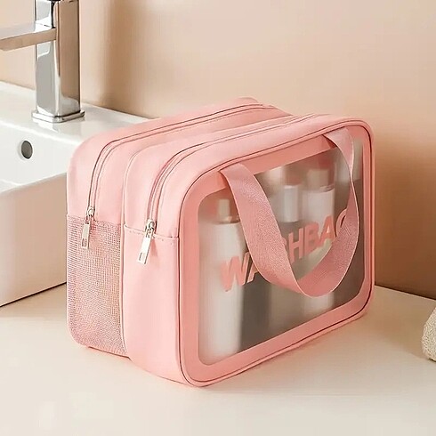  Beden pembe Renk SU GEÇİRMEZ MAKYAJ ÇANTASI WASHBAG