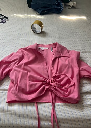 Düğmeli Pembe Midi Kadın Gömlek